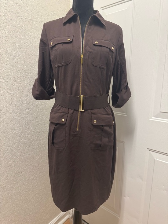 MICHAEL Michael Kors Dresses & Skirts - MICHAEL Michael Kors Brown Utility Shirt Dress with Gold Hardware